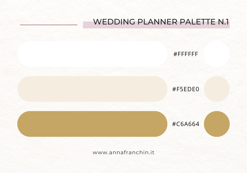Palette colori sito web wedding planner