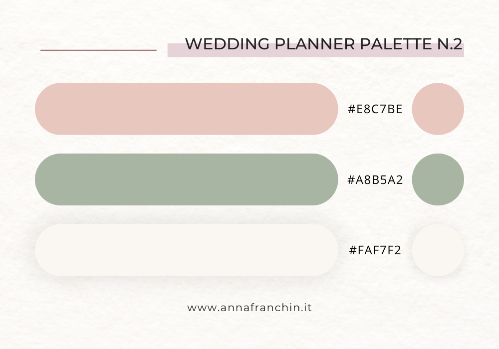 Palette colori sito web wedding planner