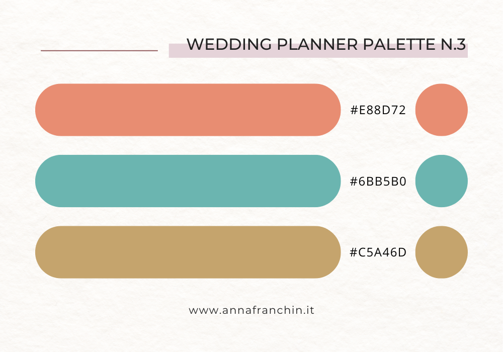 Palette colori sito web wedding planner