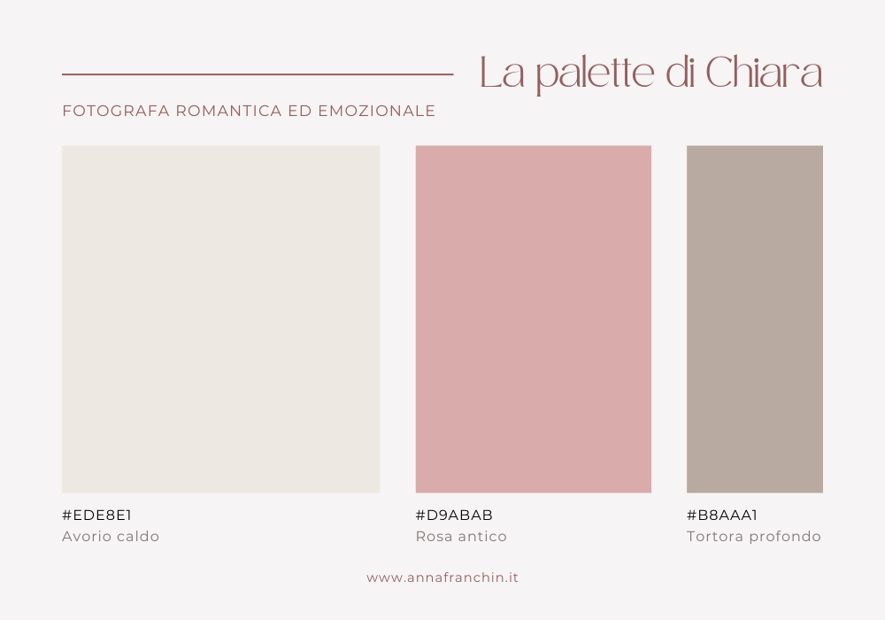 Palette colori sito web fotografa