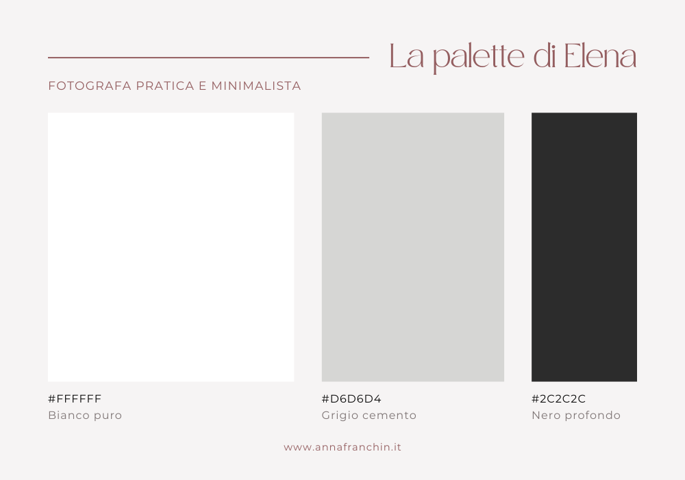 Palette colori sito web fotografa