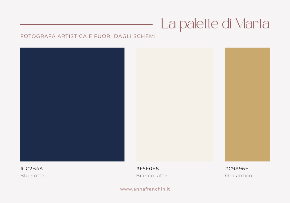 Palette colori sito web fotografa