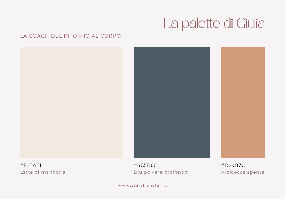 Palette colori sito web coach sportiva