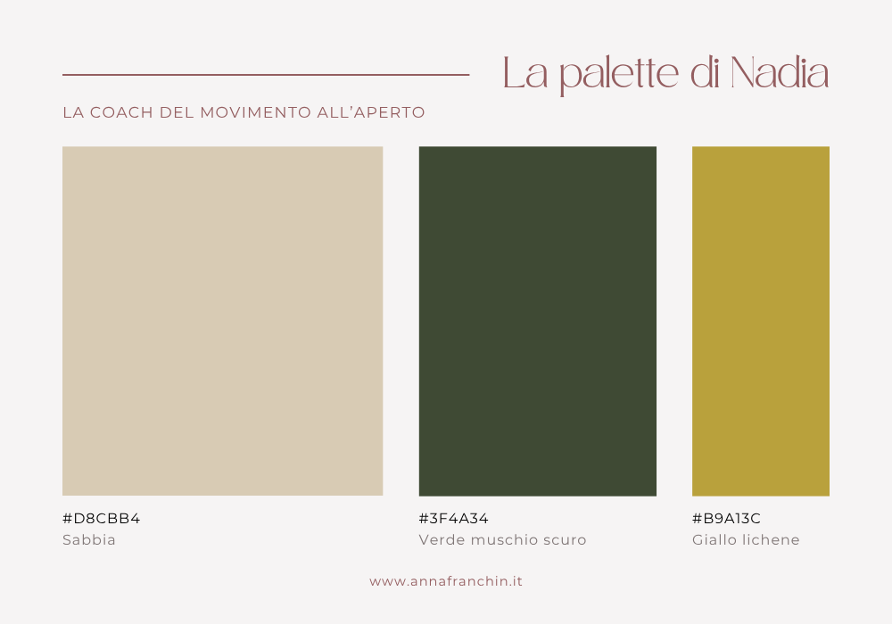 Palette colori sito web coach sportiva
